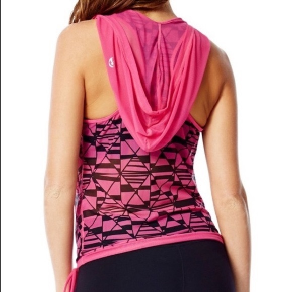 Zumba Mesh Pink and Black Hoodie Tank - Picture 2 of 5